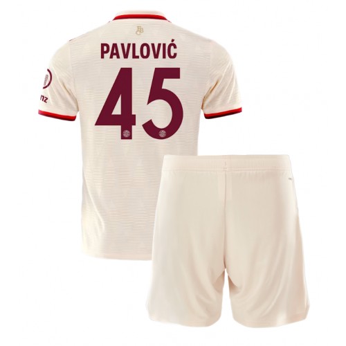 Dres Bayern Munich Aleksandar Pavlovic #45 Rezervni za djecu 2024-25 Kratak Rukav (+ kratke hlače)